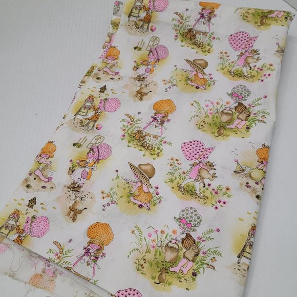 Vintage J. Manes Holly Hobbie Style Sunbonnet Sun Bonnet Girls Fabric 150 X 42"